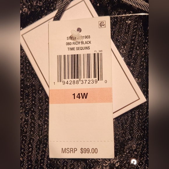1. State Phoebe Slip Rich Black Time Sequins Dress Size 14W Above Knee Cocktail - Picture 5 of 6